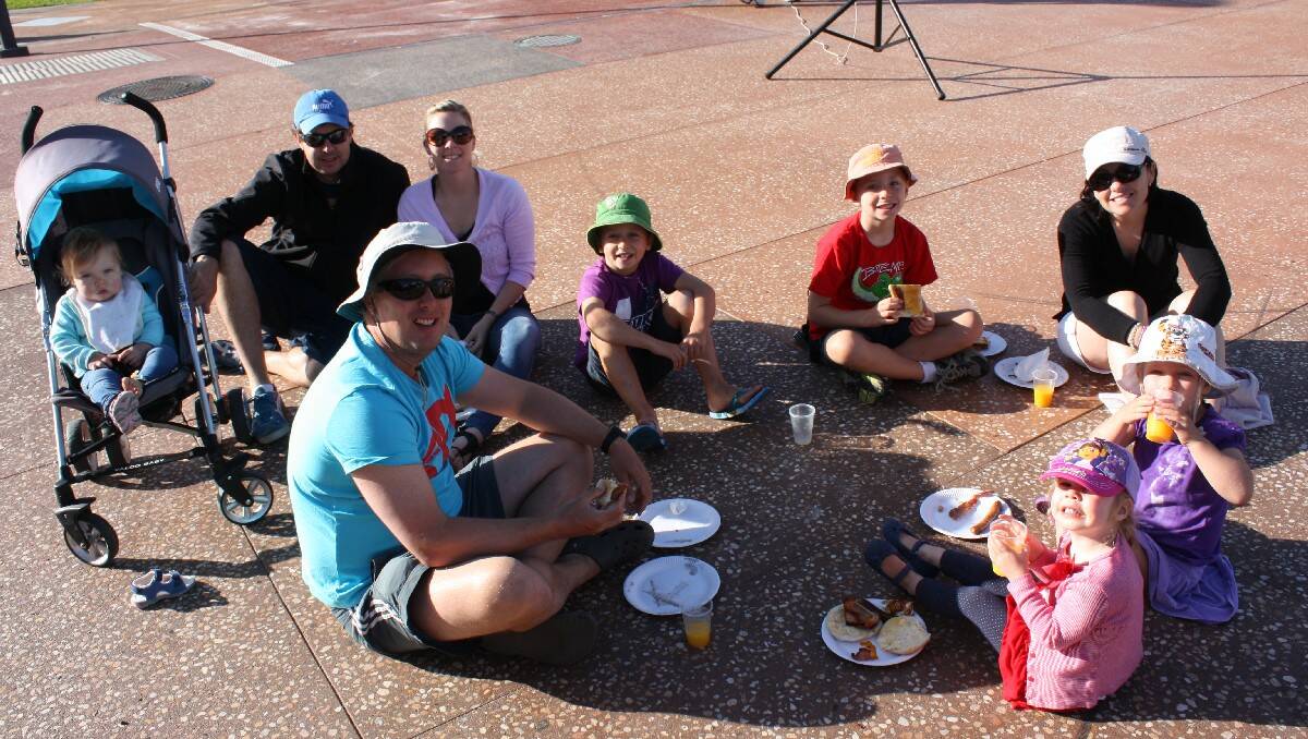 At Bega's Australia Day family events in Littleton Gardens are (clockwise from left) Jacob Woolley, Olivia, Andrew and Justine Harrington, Grady, Cooper, Belinda and Ella Woolley and Morgan Harrington.
