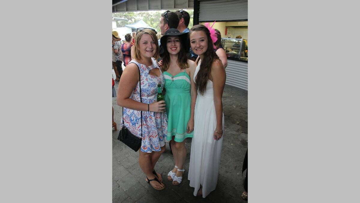 BFFs sharing time at the races are (from left) Hayley James, Celeste Eddy and Abbey Bramich. 