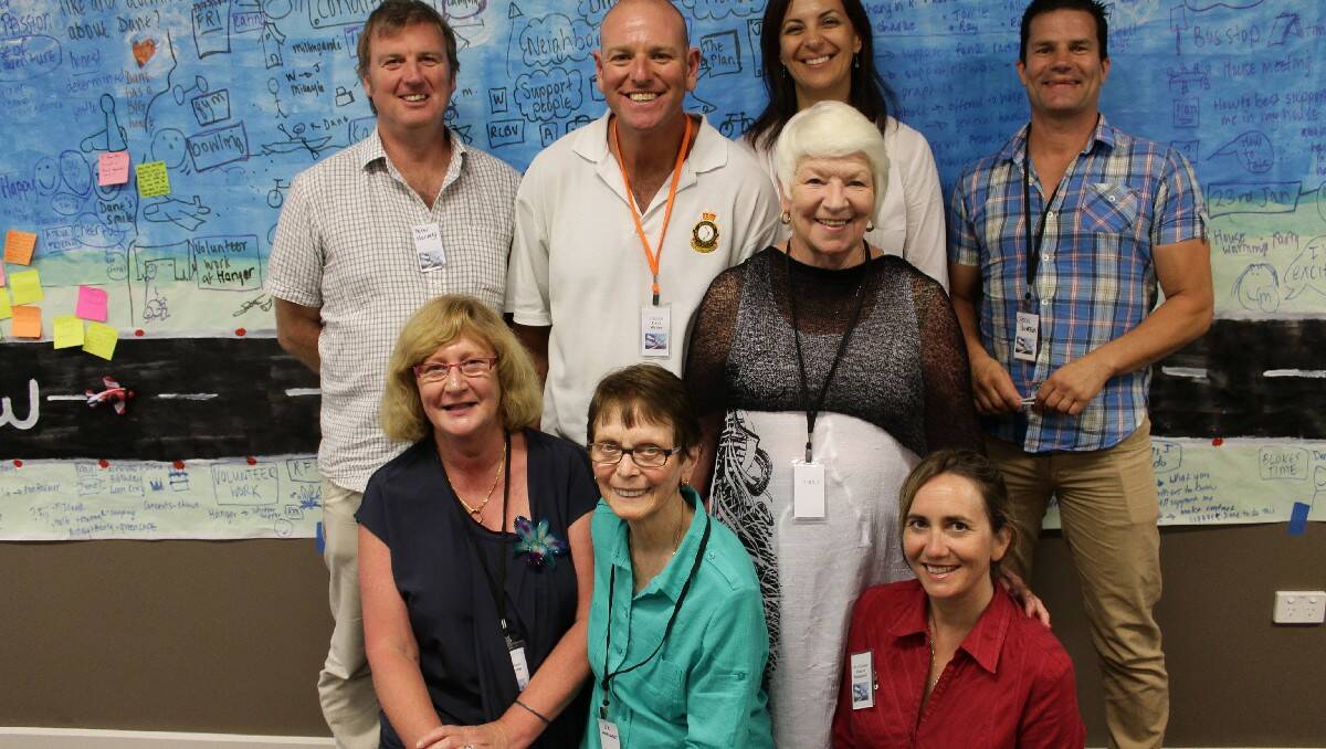 Excited to launch “Dane’s plan” are (back, from left) Peter Harvey, Dane Waites, Zora Regulic, Junee Waites, Justin Richardson, (front) Gai Byrne, Sister Margaret Whitcomb and Sharyn Robertson.