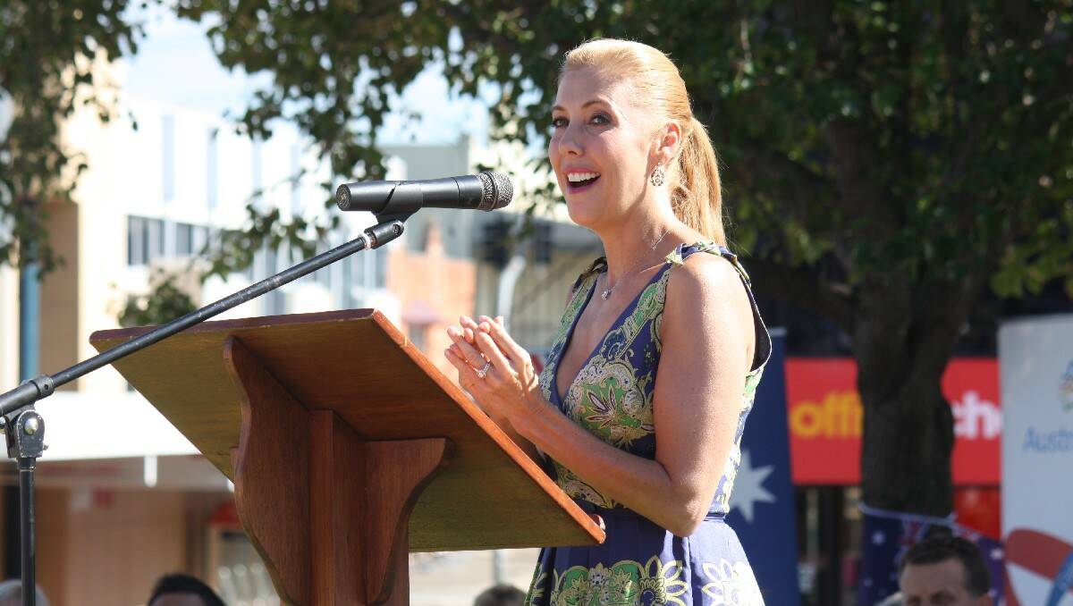 Getaway star Catriona Rowntree regales the Bega Australia Day crowd.