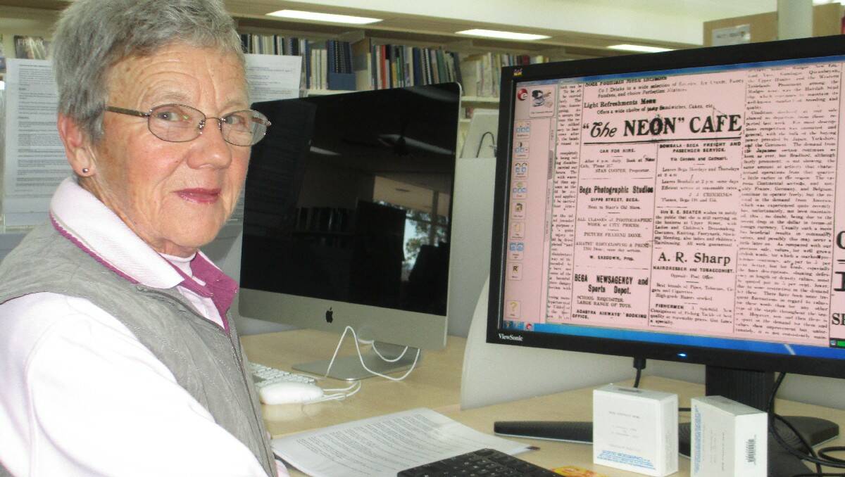 Margaret Sly researches local newspapers using the National Library of Australia’s Trove program. Historic Bega papers have now all been digitally scanned and are able to be read and searched online.