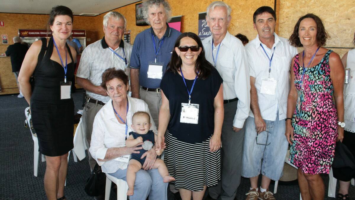 Catching up at the “Curtis Clan Reunion” at the Sapphire Coast Turf Club are (back, from left) Keryn, Alan, Paul and Vic Curtis, Paul Cooper, Michelle Jessop, (front) Maureen Burton and Oliver and Jemma Bolton.