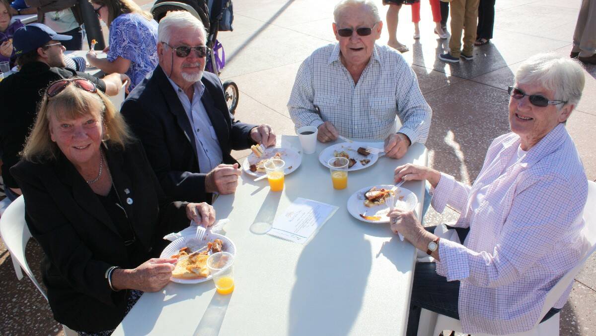 Enjoying breakfast on Australia Day are Liz and John Seckold with John and Barbara Fenn.