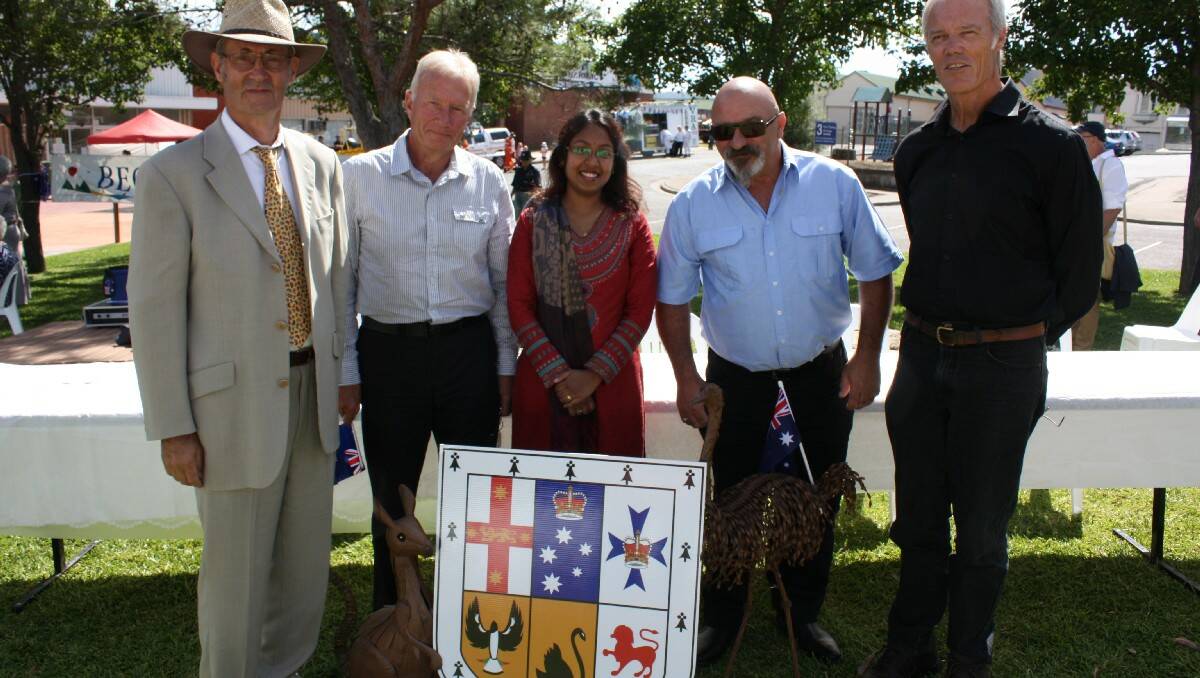 New Australian citizens (from left) David Beck, John Lea, Tazeen B Taj, Juls and Brian Silvester.