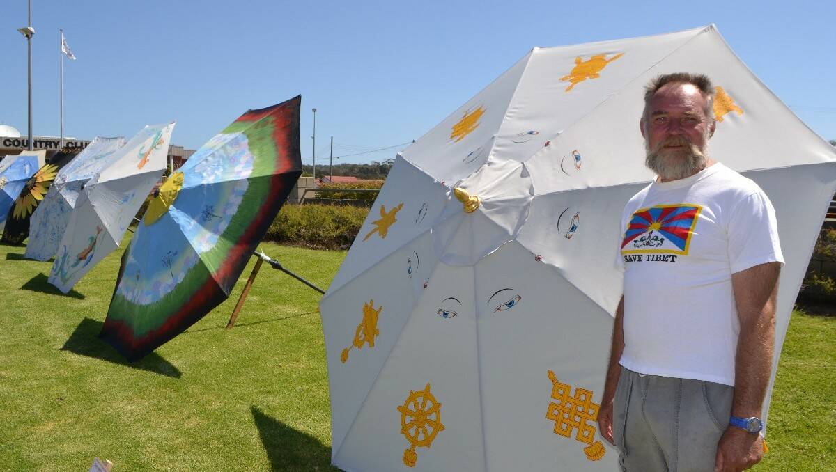 Local artist Paul Fletcher’s Tibet-themed umbrella stuck a chord with Catriona who herself as travelled to the troubled region.