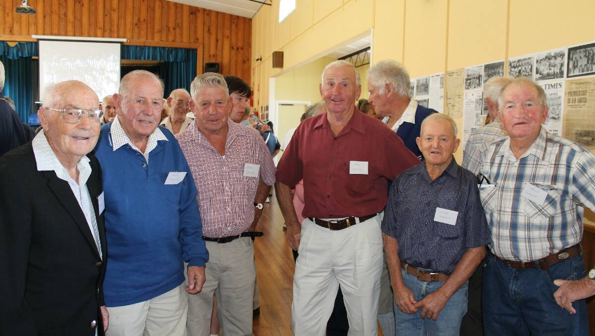  At the Bemboka rugby league reunion are (from left) Jack Hobbs, Mick Melville, Eddie Collins, Col Murphy, Willie Watson and Kevin Slater. 
