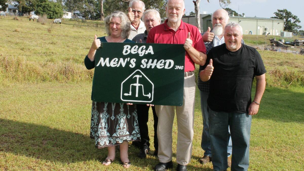 Excited about receiving a grant from the Medibank Community Fund are Bega Men’s Shed members (from left) secretary Fiona Scott, Ray Spencer, vice-president Tas Harlow, president Eric Myers, Bob Russell and John Kimpton.