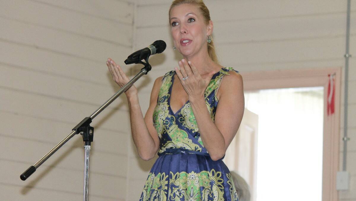 The Bega Valley's Australia Day Ambassador Catriona Rowntree expresses a point during her official speech at the Cobargo ceremony.