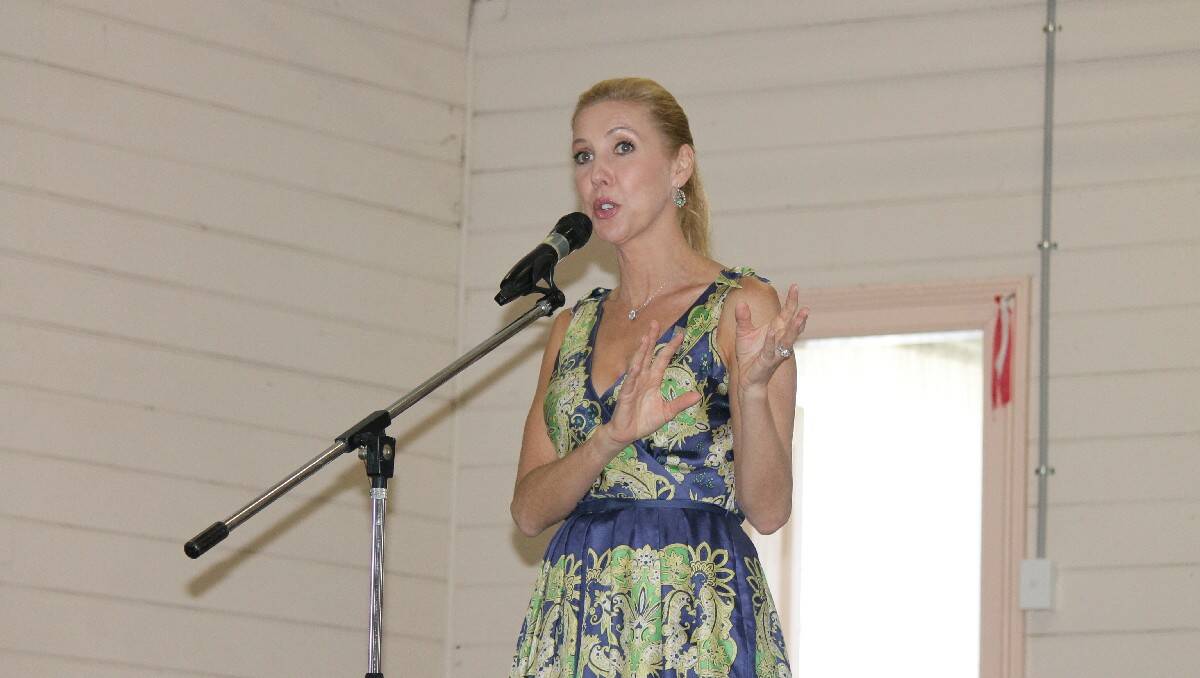 Australia Day Ambassador Catriona Rowntree expresses a point during her official speech at the Cobargo ceremony.