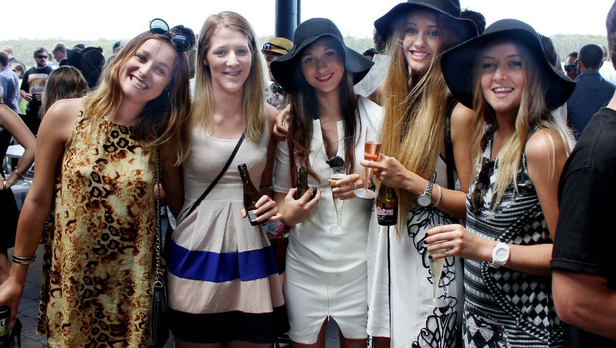 Dressed to impress at the races are (from left) Cassie Frauenfelder, Rhianna Fleg, Nissa Doswell, Nicollette Slater and Tara Matthews 