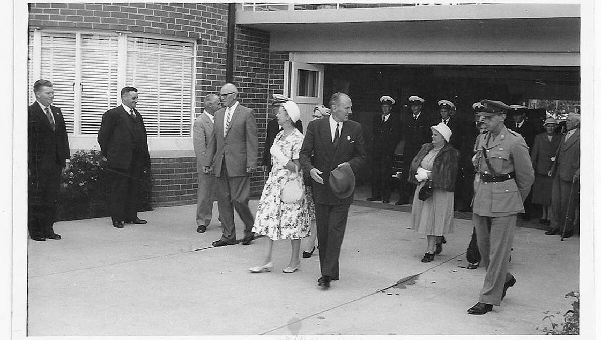 NSW Governor John Northcott inspects the new station during a visit to Bega in the late 1950s. 