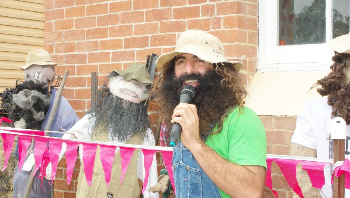 Costa Georgiadis checks out a look-alike scarecrow on display at Sunday’s Candelo Show.