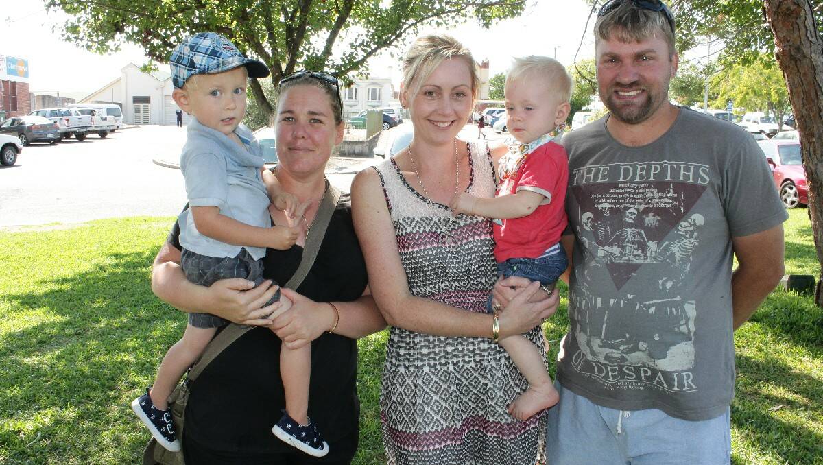Driving forces behind a campaign for a family friendly park in Bega are (from left) Tammy Prime with son Jacob, Kirsty Umbers with son Lawson and Mark Allman.