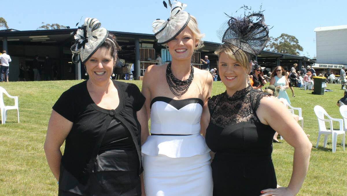 Tracey Coleman, Katie Paul and Jamie Barmby get glamorous for a day at the races.