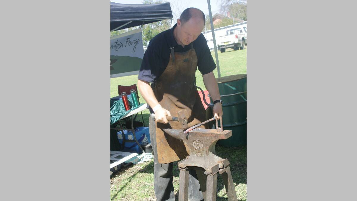 Local blacksmith Ian Hamilton leads the knife-making display.
