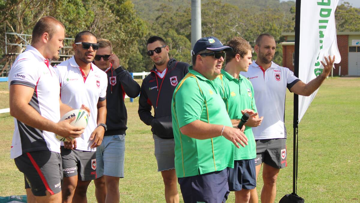 Action from a training clinic on Tuesday that featured players from the St George Illawarra Dragons. 