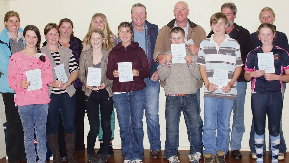 • Delighted encouragement award winners at the Bega Showjumping Club’s Christmas party. 