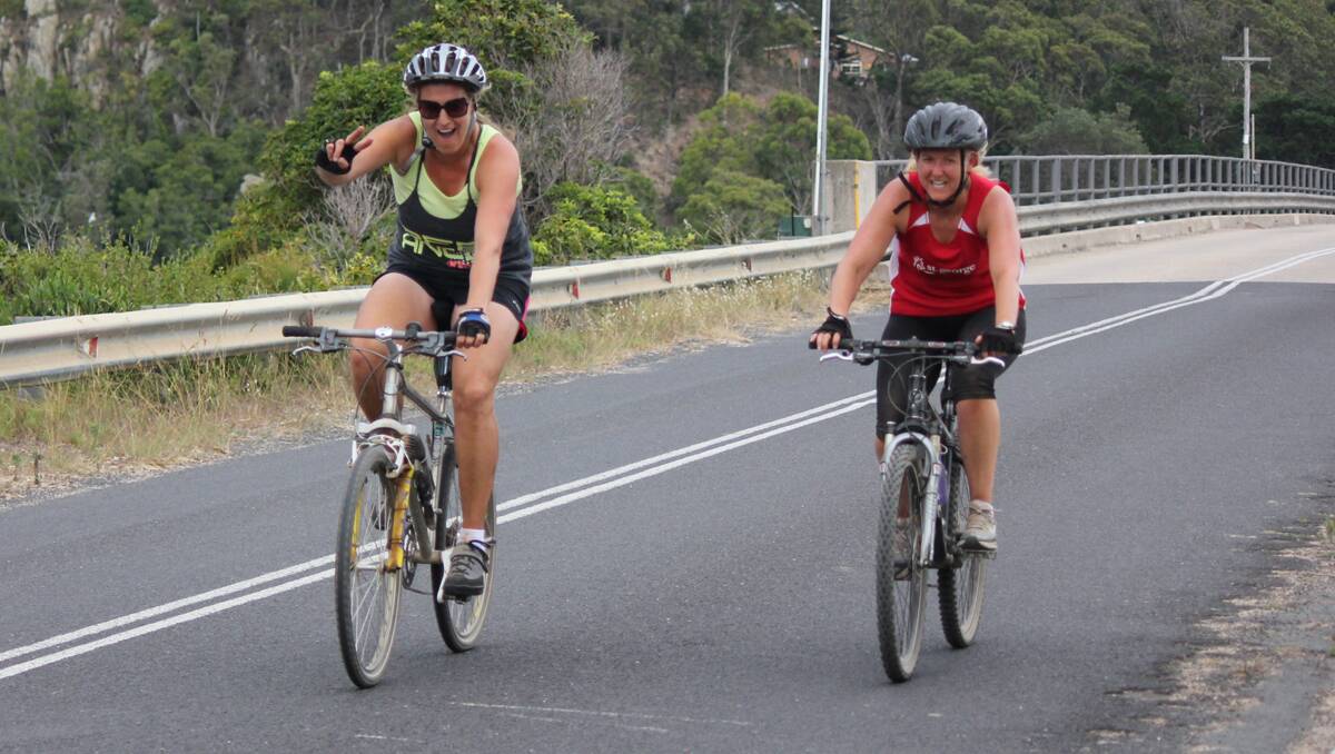 Action from the final stages and finish of the Tathra Wharf to Waves bike ride. 