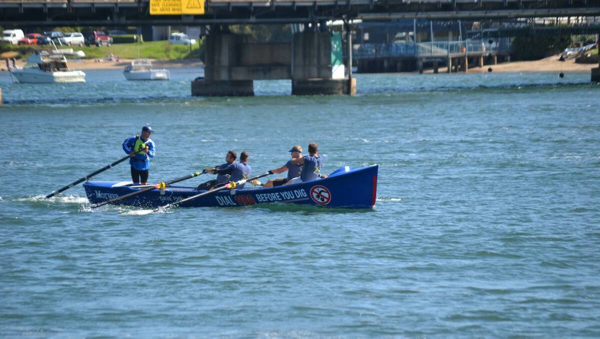 Day one of the George Bass Surf Boat Marathon began in front of the Clyde River Bridge on Sunday.