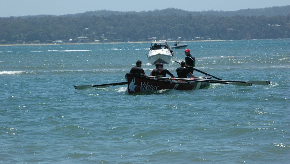 Rough conditions forced George Bass marathon competitors to turnaround halfway to Moruya and finish the first leg at Corrigans beach.