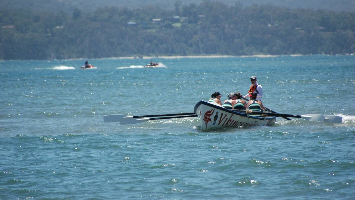 Rough conditions forced George Bass marathon competitors to turnaround halfway to Moruya and finish the first leg at Corrigans beach.