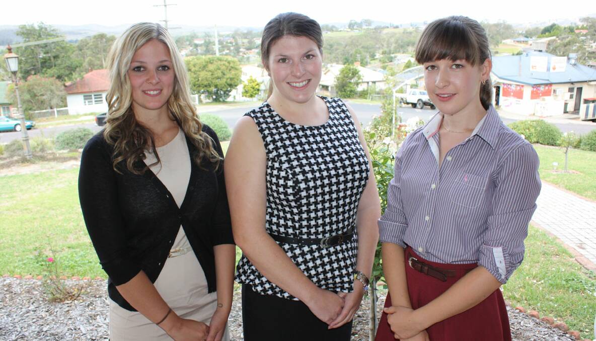 Finalists for the Bega Showgirl title (from left), Kimberley Constable, Michelle Bartlett and Charlotte Oastler. 