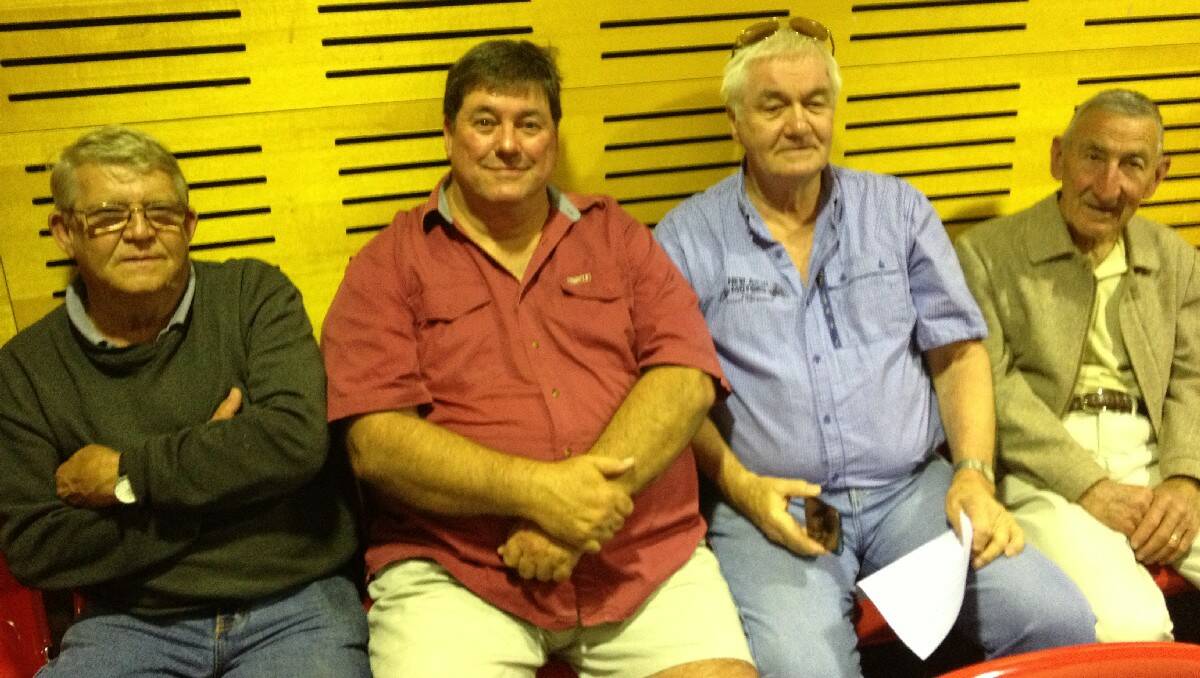 Listening with interest at last week’s council meeting are Wolumla Residents Action Group members (from left) Don Bilton, Jeff Smith, Peter Hill and Wal Mullard.