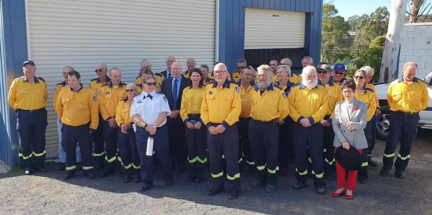 Governor General David Hurley and Linda Hurley visit the Cobargo and Quaama Fire Brigades to present National Emergency Medals to RFS members who went above and beyond during Cobargo and Quaama fires in 2019/20. Photo supplied.