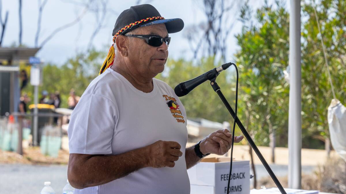 Thaua elder Uncle Steven Holmes shares a few words about the name change of Beowa National Park. Picture by David Rogers