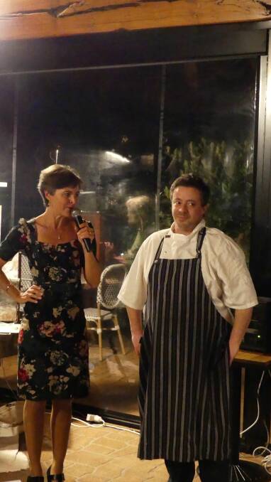 MC Michelle Pettigrove and head chef Leon Poi at the Wheelers live art fundraiser for Bega Valley Can Assist. Photo supplied. 