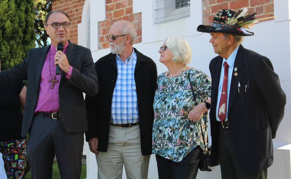 Bishop Mark Short, Mark Woodwell and his wife and Uncle Ossie Cruse. Photo: Amandine Ahrens