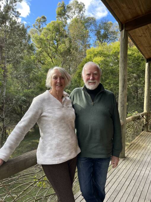 Mary Burke and Sir Kerry Burke make the most of being back in the Bega Valley. Photo: Amandine Ahrens