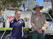 Eden Marine High School Year 10 student Elizabeth Nelson and National Parks ranger Simon Conaty at Eden Marine High School for the careers expo day on November 23, 2023. Picture by Amandine Ahrens. 