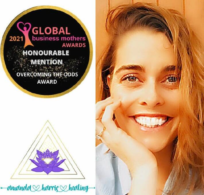 Amanda Harris receives honourable mention in category of overcoming the odds, in the 2021 Global Mother's Business awards. Photo supplied. 