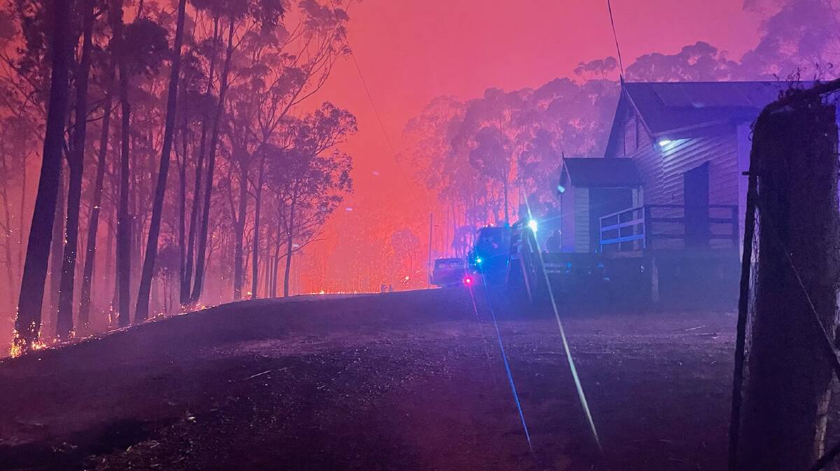 Murrah Hall during the Coolagolite fires on the South Coast near Bermagui on October 3, 2023. Picture supplied. 