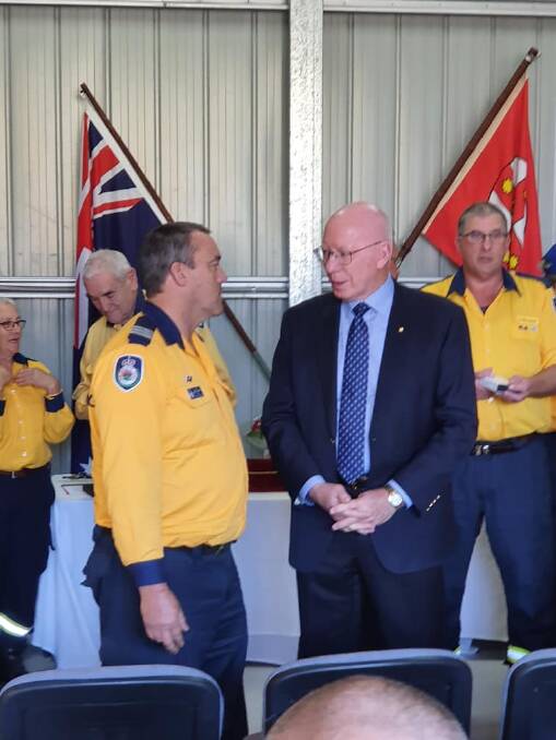 Cobargo Rural Fire Brigade captain Mark Ayliffe and Governor General David Hurley. Photo supplied.