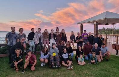 Members of all ages came together for a game of football in front of the Bermagui Surf Life Saving Club during the club's annual presentation. Photo supplied.