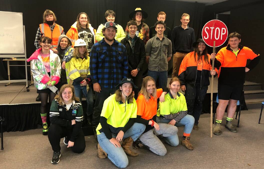 Sapphire Coast Anglican College (SCAC) students chose to come dressed as hardworking tradies for their 'muck up' themed costumes. Photo supplied. 