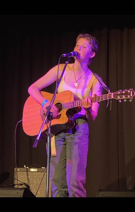 Bodhi Moffatt Turner performs some of her original songs at the 2021 Candelo Folk Festival. Photo supplied. 