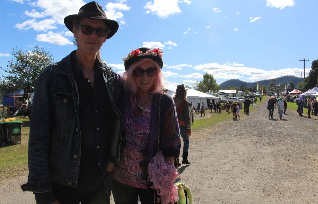VOLUNTEERS: Daryl Williams and Anita Clarke came from Fairy Meadow near Wollongong to volunteer at the 2022 Cobargo Folk Festival. 