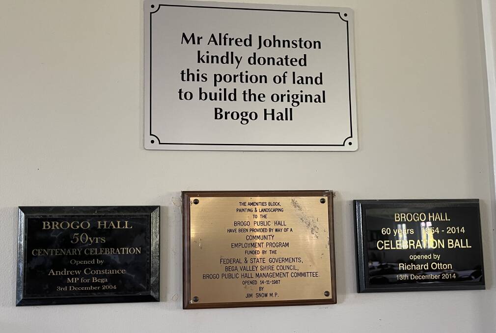 The newly added plaque now adorns the wall in Brogo Hall. 