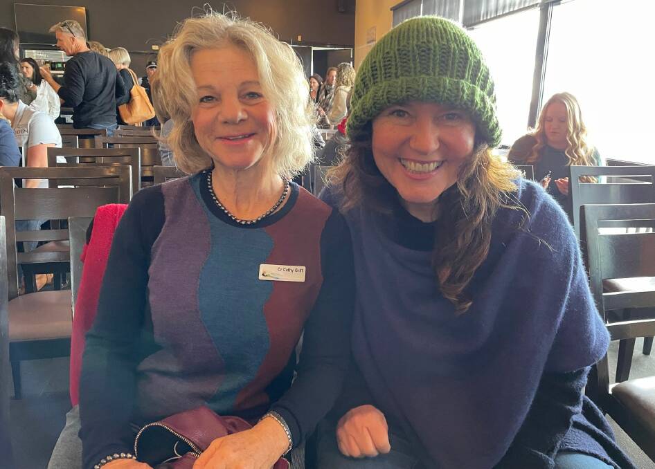 Bega Valley councillor Kathy Griff and renowned local musician Corinne Gibbons were all smiles at the launch of the Wanderer festival.