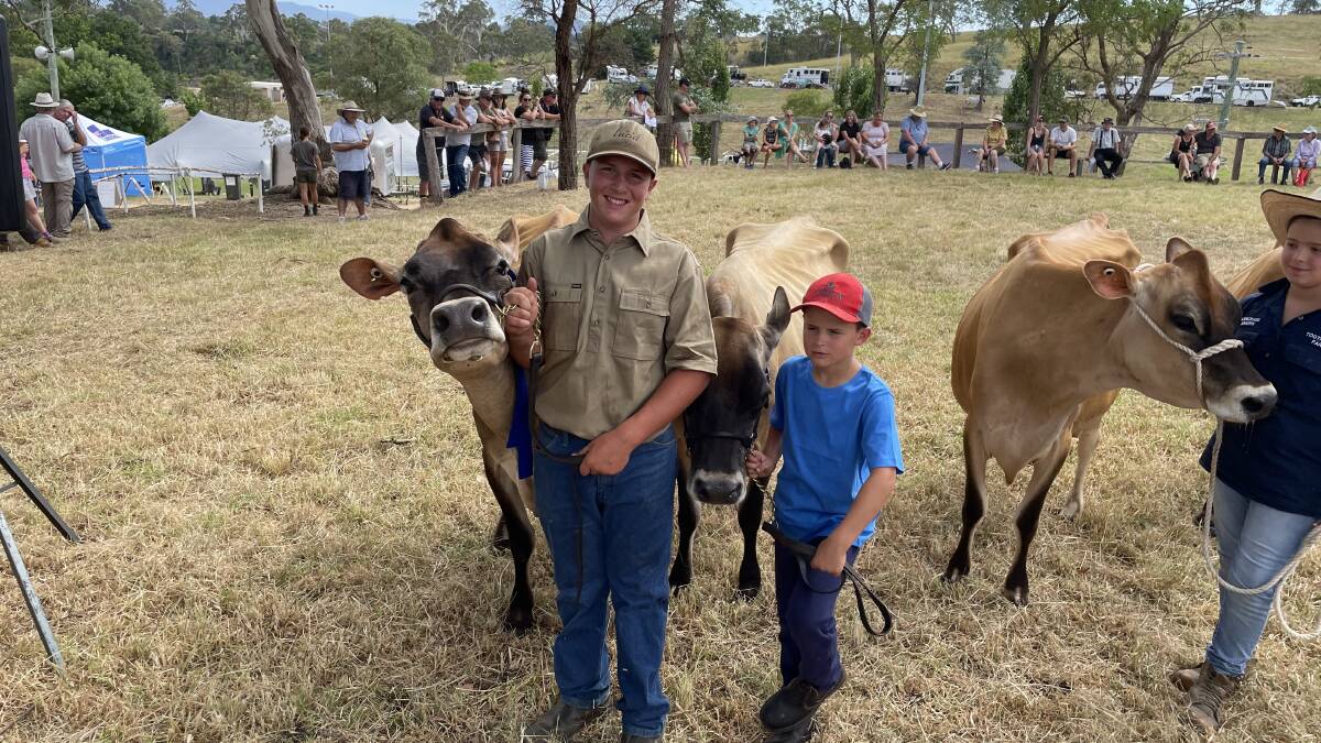 Jack and Riley Salway, with Wilgo Samson Shamrock and Wilgo Valentino Jean at the 2023 Candelo Show. 