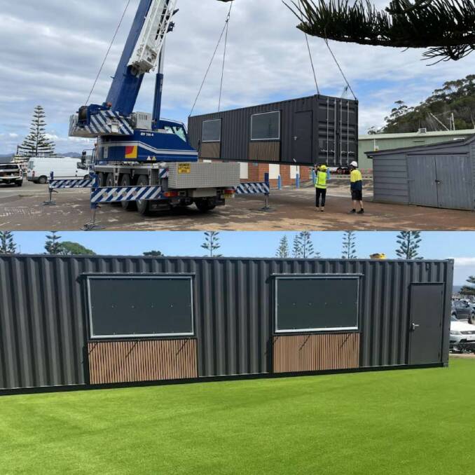 Before and after shots from the day the containers arrived to when the artificial grass was installed. February 2023. 