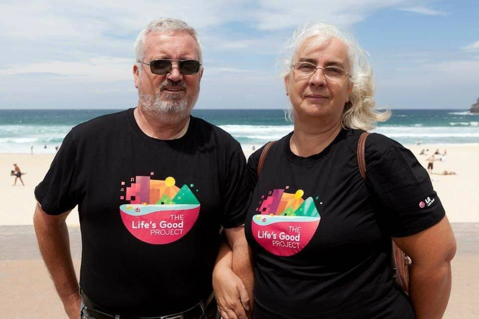Barry and Linda Hayward at Manly Beach. Picture supplied. 