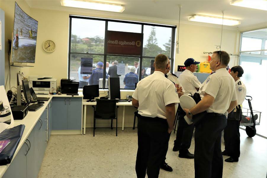 Marine Rescue staff gather in the new training facility for Marine Rescue Eden. Picture supplied. 