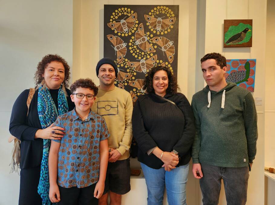 South Coast Indigenous Artists Exhibition opening day with meet and greet with local Indigenous artists. Left to right - Emma and Nathaniel Stewart, Marcus Mundy, Sabrina and Jordan Canavan. Picture by Amandine Ahrens. 
