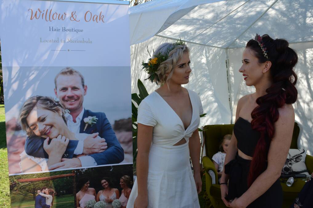 Models Moo Black and Lily Ballantyne display hairstyles by Willow and Oak Hair Boutique during the 2019 Something Blue Wedding Fair at Robyn's Nest. Picture by Ben Smyth. 