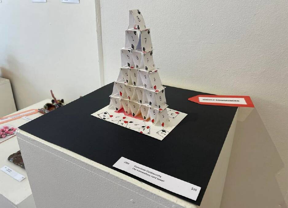 Genevieve Goldsworthy's 3D postcard entry dubbed 'The tremendous card tower'. Photo: Amandine Ahrens