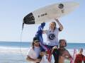 Merimbula's Freya Prumm is crowned Australian surf champion at the open shortboard competition in North Haven Beach, south of Port Macquarie. Photo: Surfing Australia 